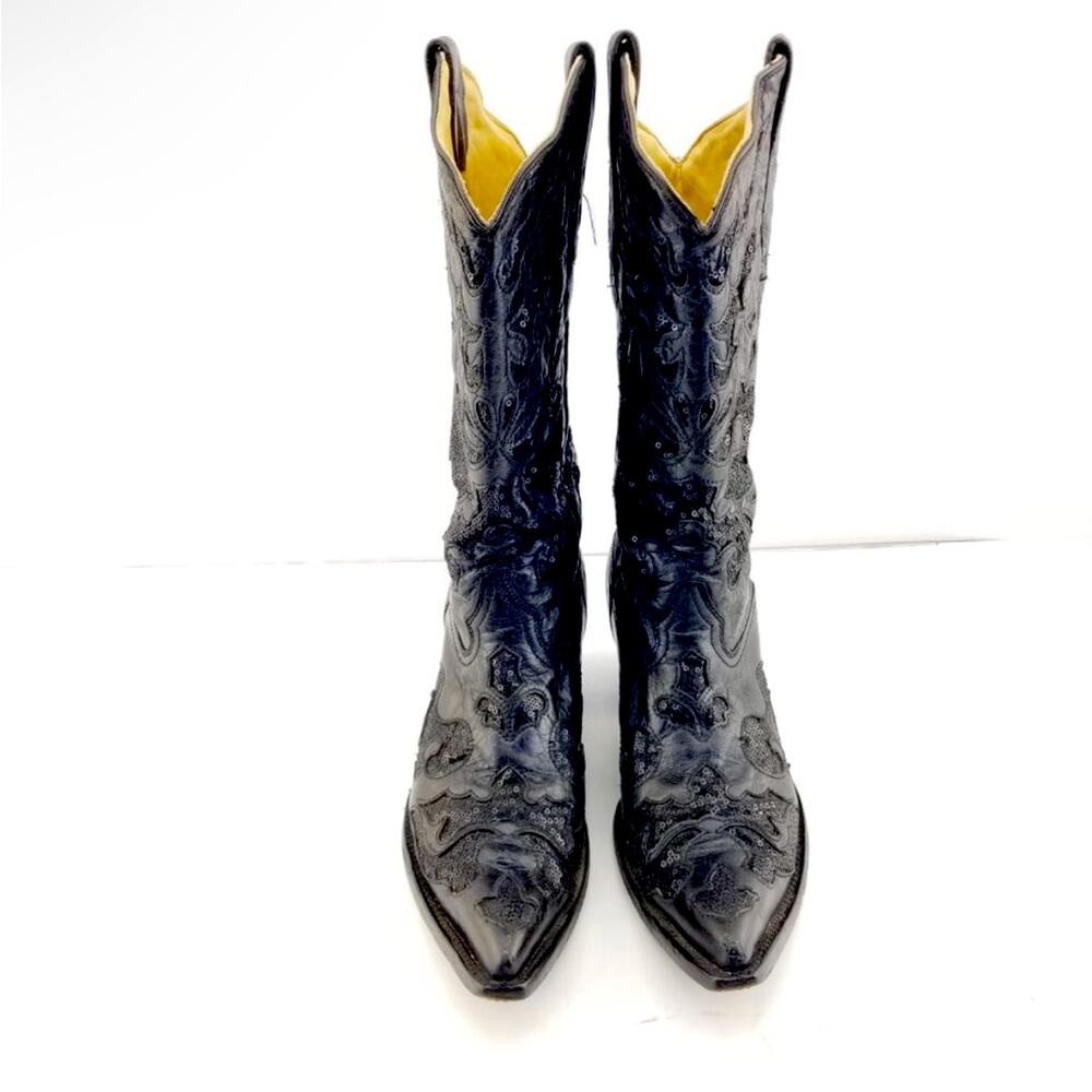 CORRAL BLACK GOAT SEQUINS INLAY WOMEN'S WESTERN BOOT-A1070